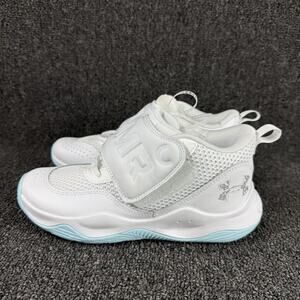 Under Armour Zone BB Kids Basketball Shoes Metallic Silver White Blue 5Y